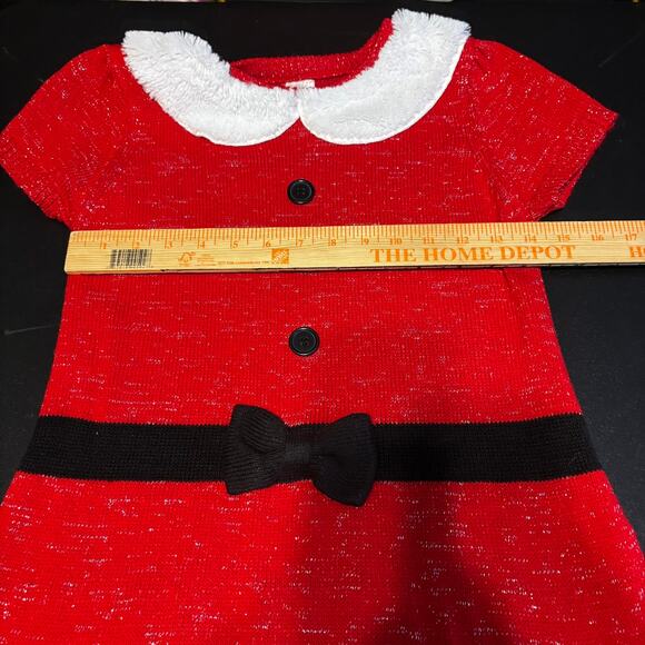 Holiday Time Girl Red White Santa Christmas Dress 10/12 - Picture 3 of 6
